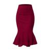 Solid Mermaid  Skirts Midi Women Office Lady Bodycon Pencil Fishtail Skirts High Waist Party Dress