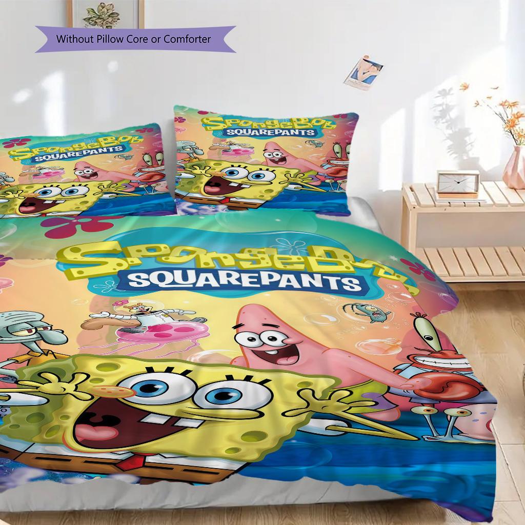 Spongebob Squarepants Movie Bedding 1 Duvet Cover 2 Pillowcase Without Core Soft And Comfortable Duvet Cover And Pillowcase Bedding Set