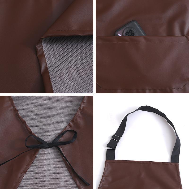 Grembiule in Pelle PU Unisex da Chef da Cucina Barista Barista Tasche Grembiule Barbiere Casalingo Caffetteria Ristorante Giardino Grembiule