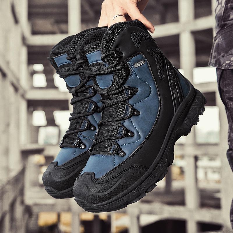

Men s Tactical Boots: 2025 Outdoor Mountaineering & Combat Shoes - Wear-resistant, High-quality, Mid-top Design. 41 чёрный/синий