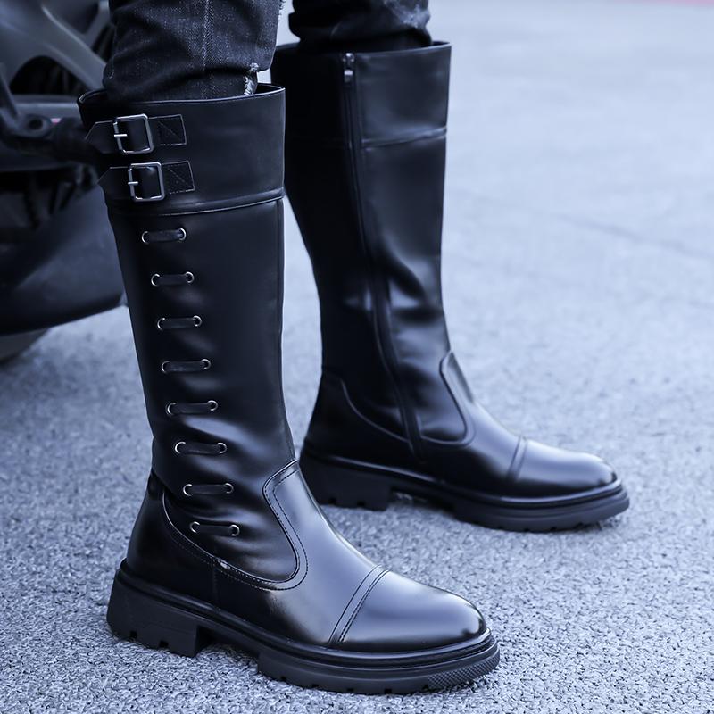Men’s Motorcycle Boots Western Boots Black Jockey Boots Casual Brown Street Style Cool High Boots Plus Size