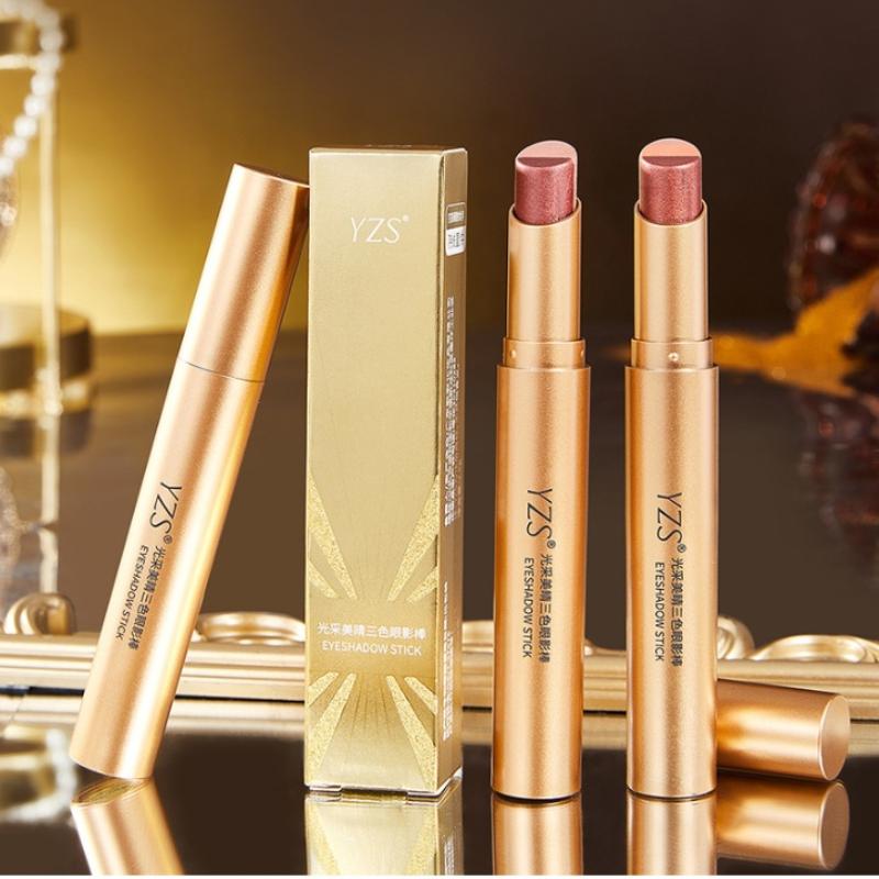 Three Color Eye Shadow Stick Gradient Delicate Shiny Waterproof Glitter Eye Shadow Waterproof Long-Lasting Eye Cosmetics