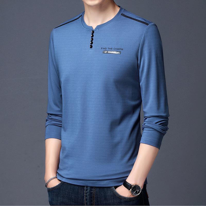 

Мужская футболка с длинным рукавом, мужская осенняя футболка с буквенным принтом снизу, мужская футболка на пуговицах, мужская одежда 5XL синий