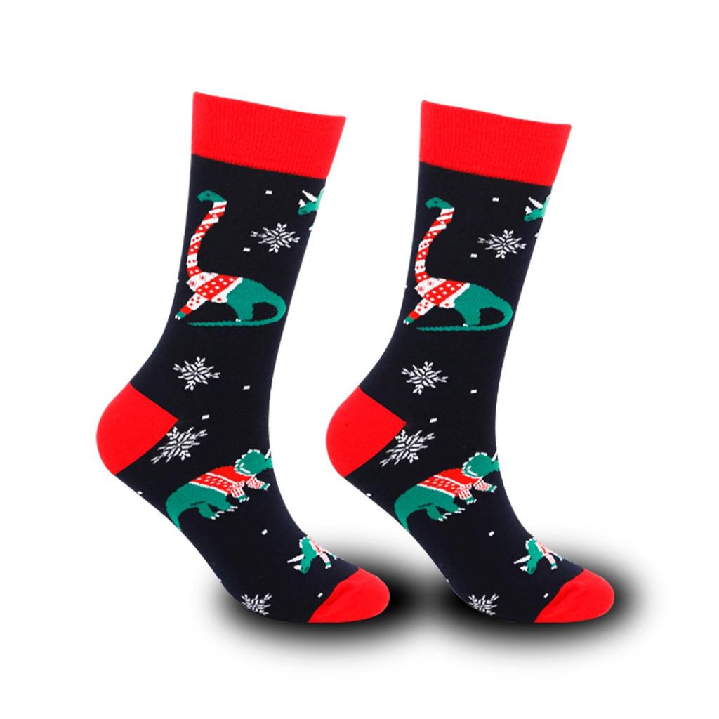 Festive Mid-Calf Cotton Socks: New Trendy Colorful Christmas Men's Plus Size Casual Socks