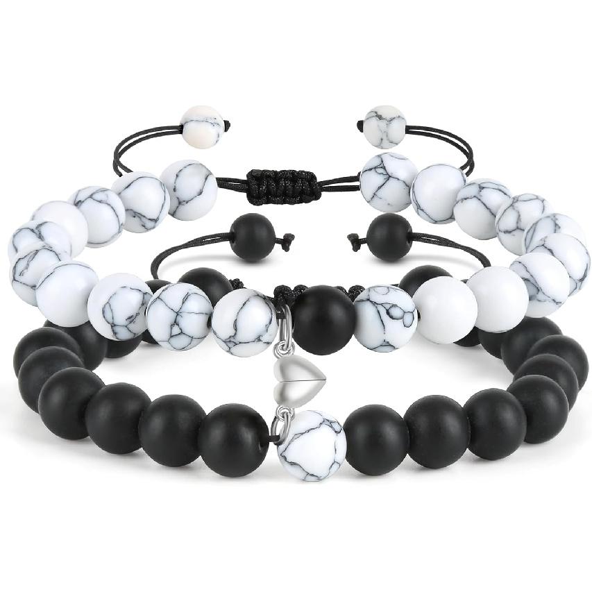 Couple Matching Bracelets, Bf and Gf Bracelets, Best Friend Bracelet,Stretch Adjustable Braid Bead Bracelets Jewelry for Him and Her