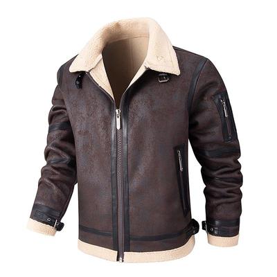 Men's Cross-Border Winter Jacket with Velvet and Fur, Gray/Black/Dark Brown, European Size, Lapel Design