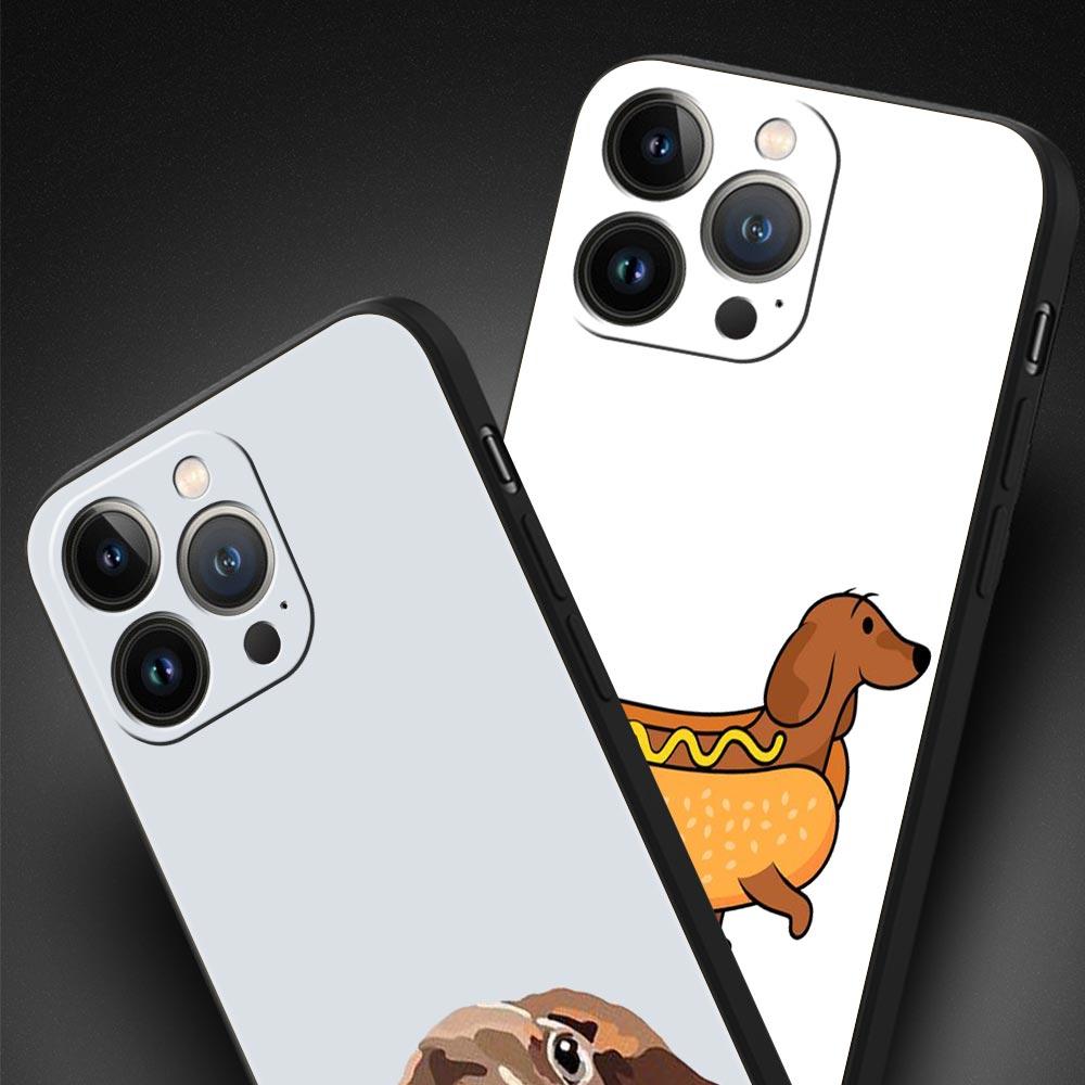 Dackel Würstchenhund Luxus Handyhülle Für Apple iPhone 16 11 15 14 Pro MAX 12 13 7 8 Plus X XR XS SE Silikon Schwarze Hülle