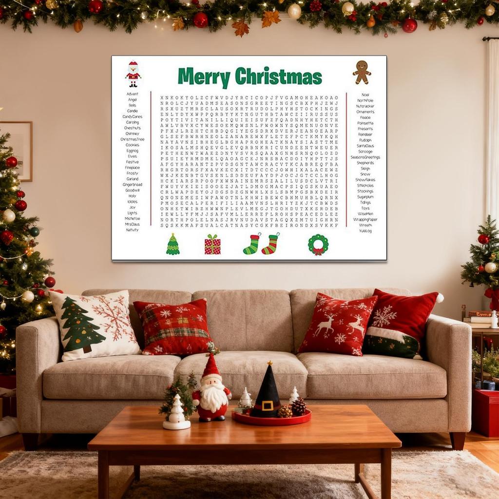 36x24 Inch Fun Interactive Activity Giant Thanksgiving Activity Poste a large Christmas word search puzzle decoration containing