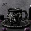 Décoration de Table Mystérieuse Halloween Chaudron de Sorcière Tasse, Crâne Citrouille Fantôme Céramique Café Anniversaire Cadeau pour Amis Tasse, Vaisselle Effrayante