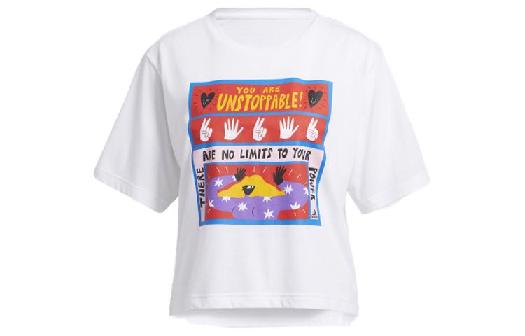 

Adidas T Shirts Women s White Crew Neck Moderate Straight Fit GN9145 M