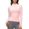 Women's Casual Long-Sleeve Semi-Turtleneck Fitted Stretch T-Shirt