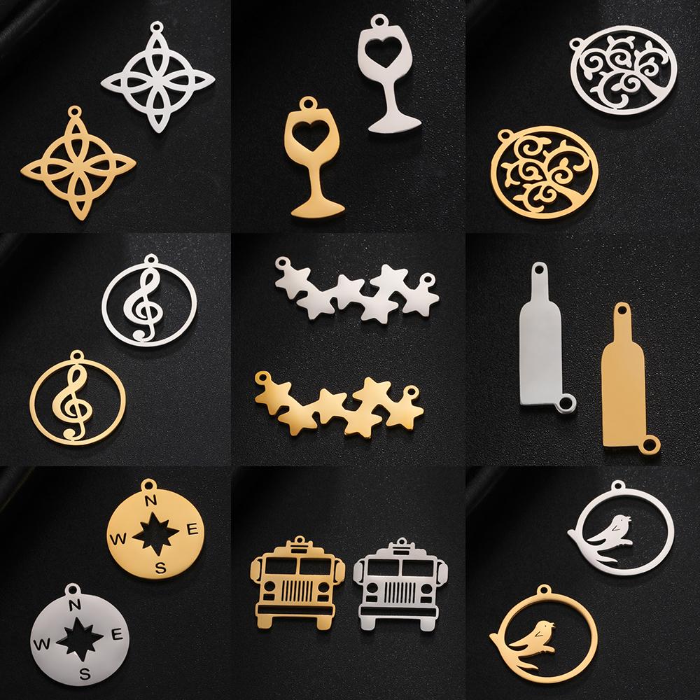 Teamer 5pcs Fashion Charms for Jewelry Making Stainless Steel Charm Pendant DIY Bracelets Necklace Jewelry Accessories Wholesale