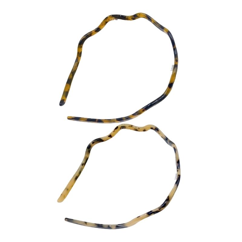 

2Pack Wavy Thin Edge Acetate Hairband For Women Girl Elegant NonSlip Headbands For Daily Use Party and Work Outfit