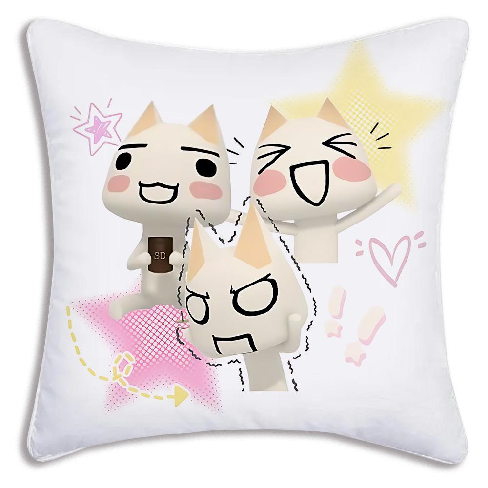 Cute l-Inoue Anime Toro Pillow Covers Cartoon Sofa Decorative Home Double-sided Printing Short Plush Cute Cushion Cover