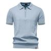Herren Unifarbenes Sport-Reißverschluss-Polohemd Athletische Soziale Poloshirts Herren Büro Slim Fit