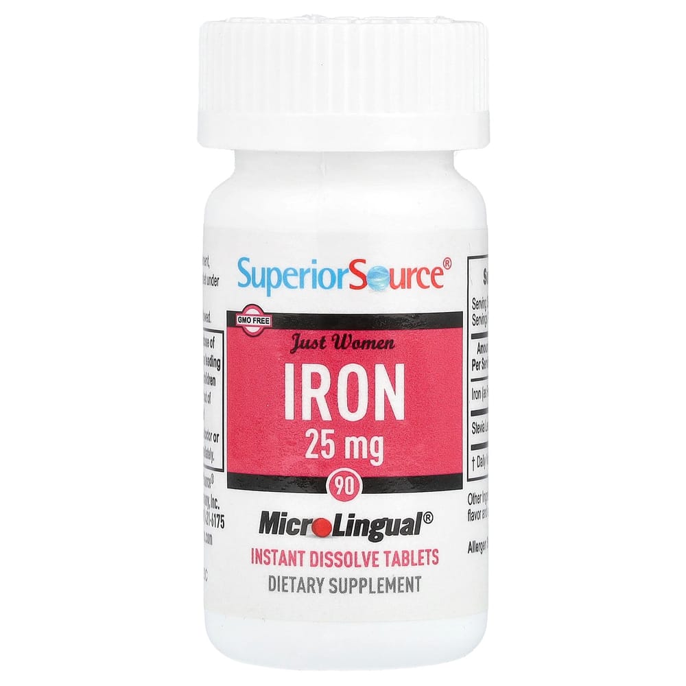 Superior Source Just Women Iron 25mg Microlingual Quick Dissolve Tablets, 90 Count