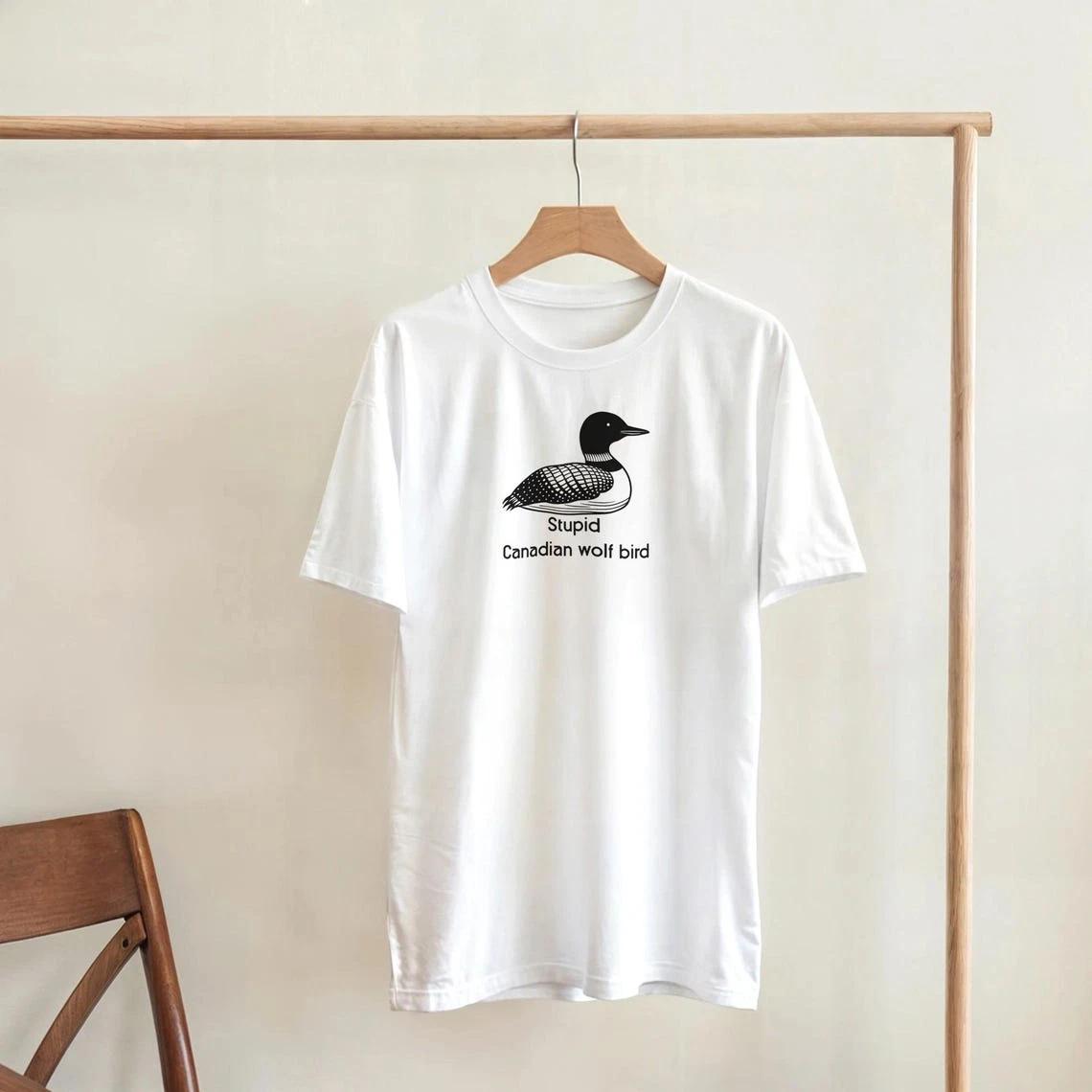 Stupid Canadian Wolf Bird 100% Cotton T-shirt Mens Tees Top – Heated Rivalry Hockey Romance Fan Tee M