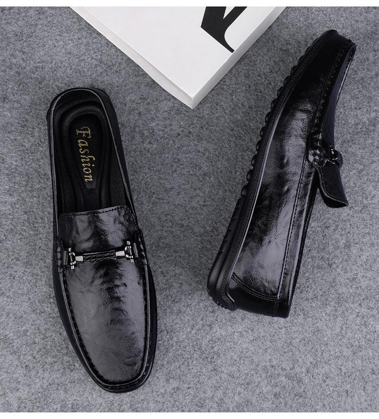 Men's Casual Cowhide Leather Loafers: Slip-On, Flat-Soled, Big Size, Spring Shoes