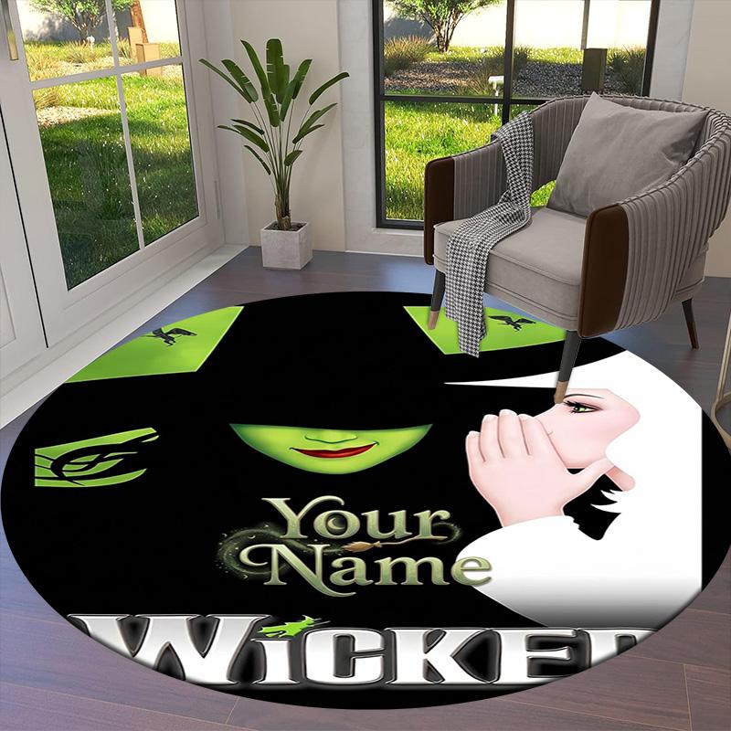 Christmas Baubles Theme Custom Name Round Area Rug Carpet Rug For Living Room Bedroom Sofa Playroom Decor Nonslip Floor Mat