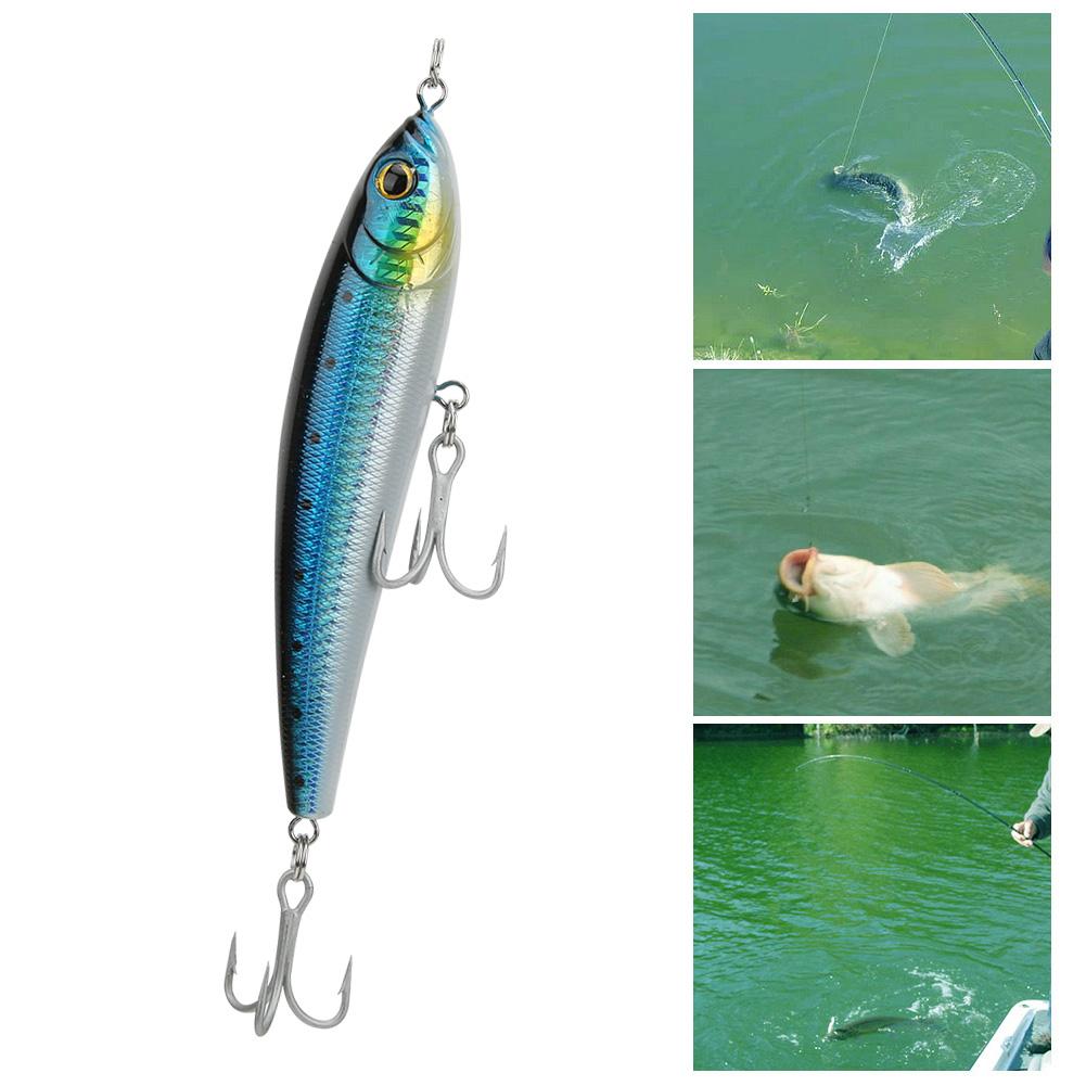 Sinking Pencil Fish Lure Hard Bait 3D Eyes with Hook Split Ring Fishing Tackle004