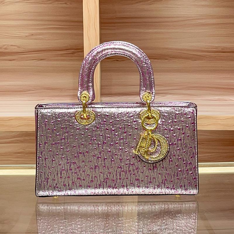 2025 Women's Luxury Ostrich-Pattern Leather Handbag - Versatile Shoulder & Crossbody Bag