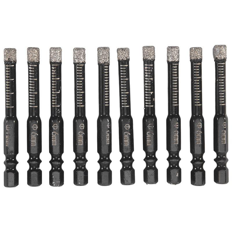 

Fresh 10Pcs Diamond Drill Bits,6Mm Dry Diamond Core Drill Bit Set For ,Granite,Tile,Glass,Marble,Brick,Stone Easy Install чорний