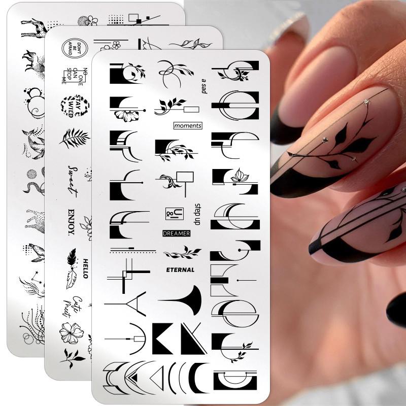Nail Stamping Plates Leaves Flower Stripe Design Printing Abstract Lady Face Nail Art Stamp Templates Stencil Accessories Tools
