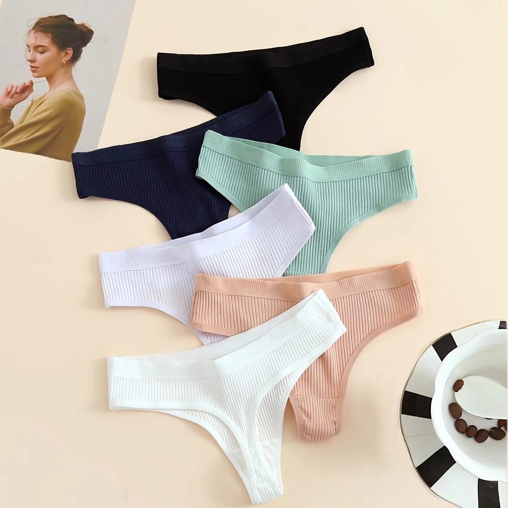 5 Pezzi Cotone Puro Sexy Perizoma Donna Vita Bassa Donna Comodo e Traspirante Intimo a T Intimo Perizoma Donna
