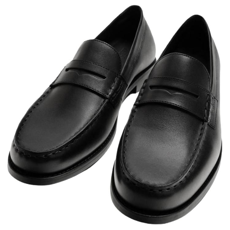 Zara Módní kožené mokasíny Pánské boty Černé 2639620800
