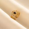 Balck Enamel Gold Plated Heart Fire Evil Eye Stainless Steel Ring Vintage Finger Jewelry Sun Moon Star Rings For Women Men Bague