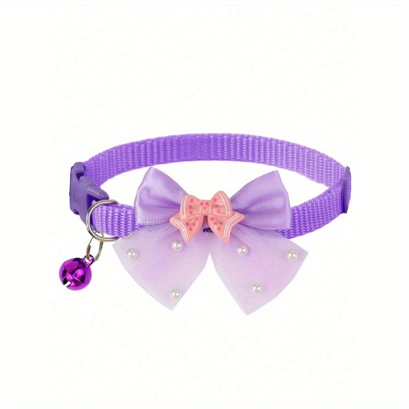 3pcs Set Cute Shiny Bow Bell Pet Collar For Daily Use - For Cats And Dogs