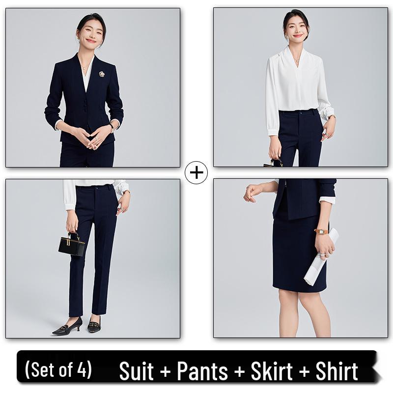 Women's Collarless Suit Jacket - 2024 Spring/Autumn High-End Salon and Hotel Reception Professional Workwear Set