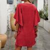 Summer Dresses for Women V Neck Ruffle Sleeve Mini Sundress Casual Loose Boho Beach Vacation Shift Dress