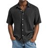 Men's Short Sleeve Shirt, Solid Color Moisture Wicking Button-Up Shirt, Regular Fit Collared Casual Summer Top