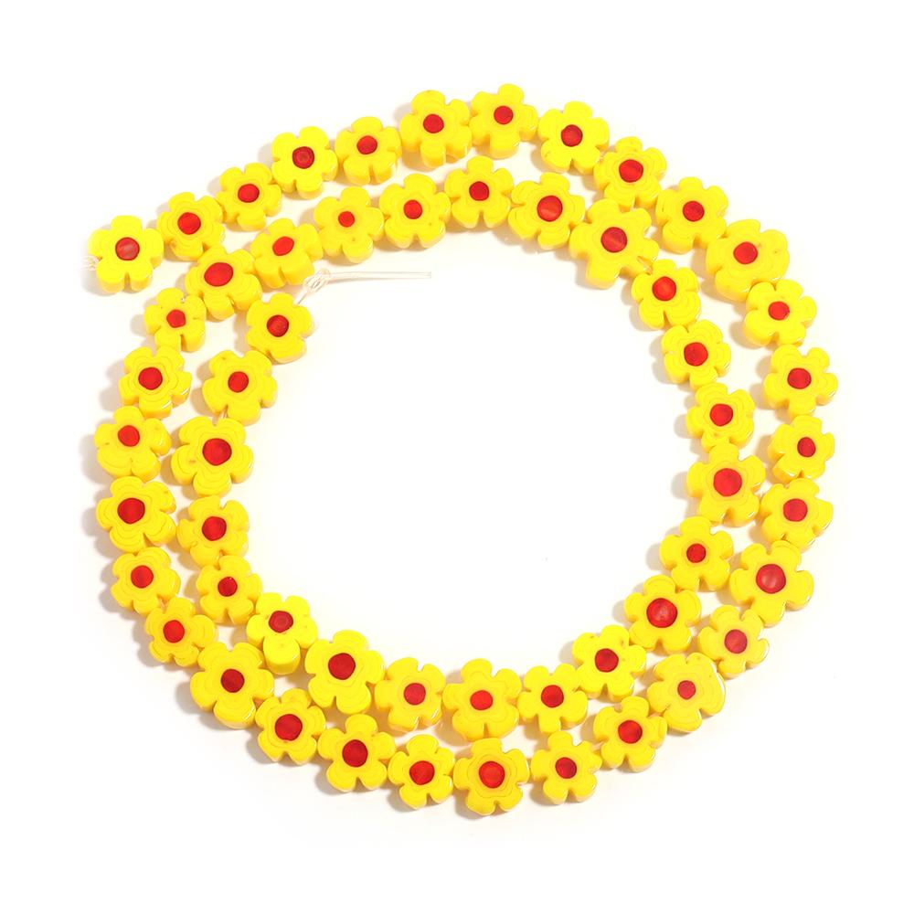 1 Strand Colorful Thousand Flower Lampwork Beads Flat Plum Blossom Loose Beads DIY Handmade Crafts Bracelet Jewelry Accessories