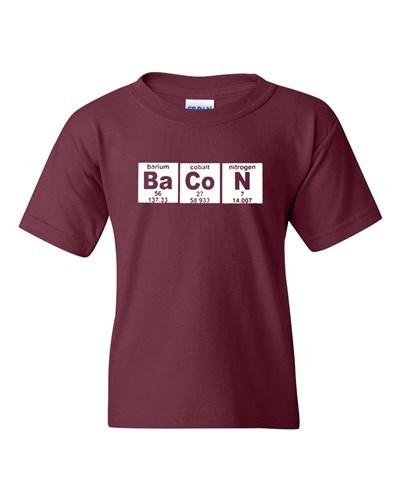 Bacon Strips Elements Chemistry Funny Geek Nerd Novelty Youth Kids T-Shirt Tee Unisex T-Shirt XXXL