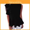 Elegant Women's Fashion Summer Round Neck Irregular Ruffled Slim Sleeveless Solid Top In Chic Colors