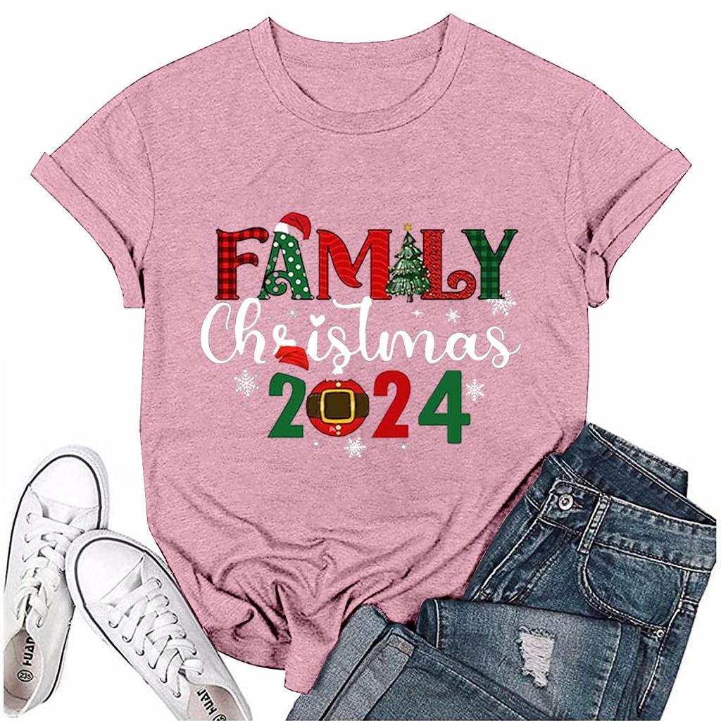 Γυναικείο Καθημερινό Χριστουγεννιάτικο Μπλουζάκι Πουλόβερ Κοντομάνικο Φαρδύ με Στρογγυλή Λαιμόκοψη