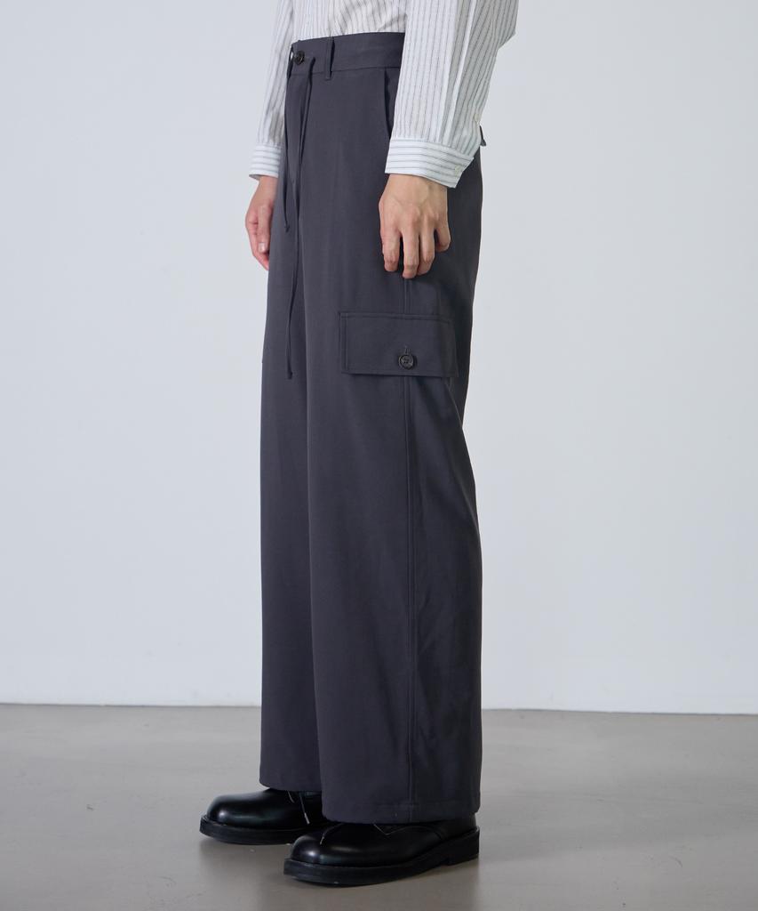 Tonilolenseu Wool Wide Cargo Pants Charcoal