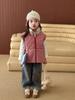 Girls' Trendy Plaid Padded Vest: Warm Korean-Style Stand Collar Outerwear for Autumn/Winter 2025