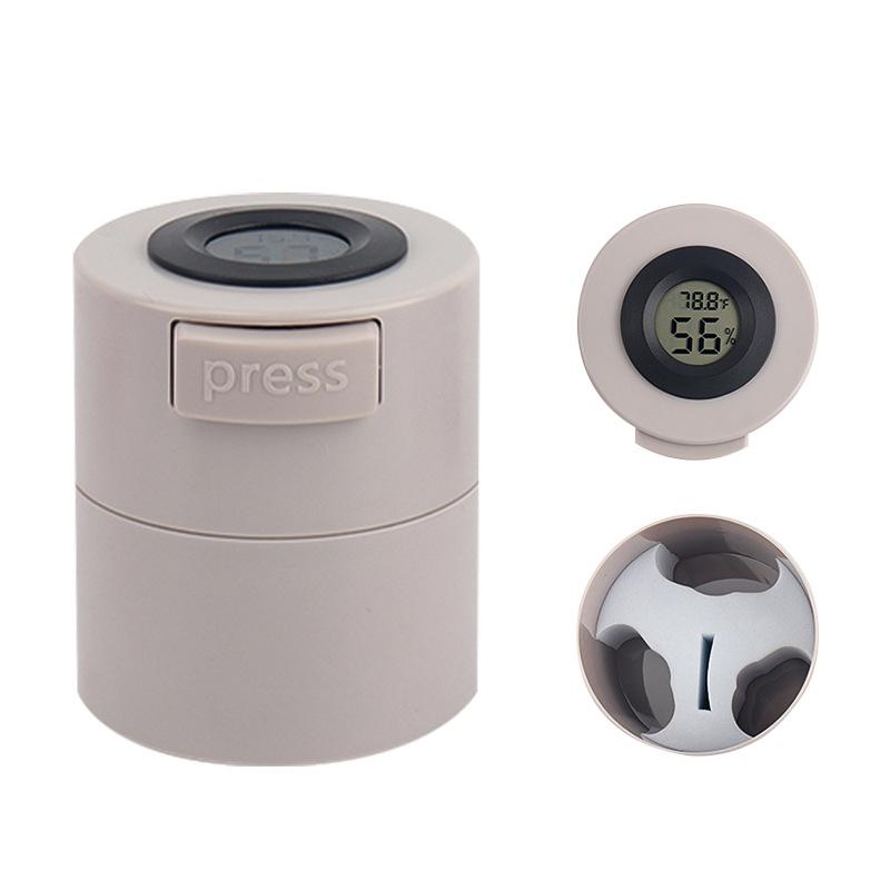 

1 шт. Пресс-контейнер для хранения клея для ресниц, банка для клея для подъема ресниц, цифровой дисплей для макияжа и измерения температуры и влажности серый