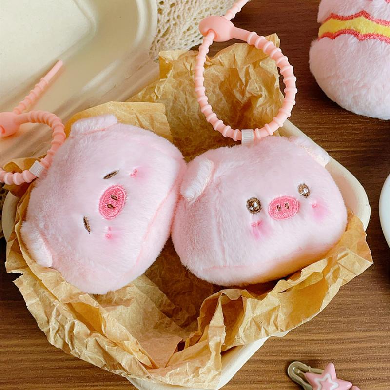 Cute Cartoon Little Pig Baozi Doll Plush Pendant Keychain Kawaii Animal Plush Pig Backpack Decoration Pendant Accessories Gift