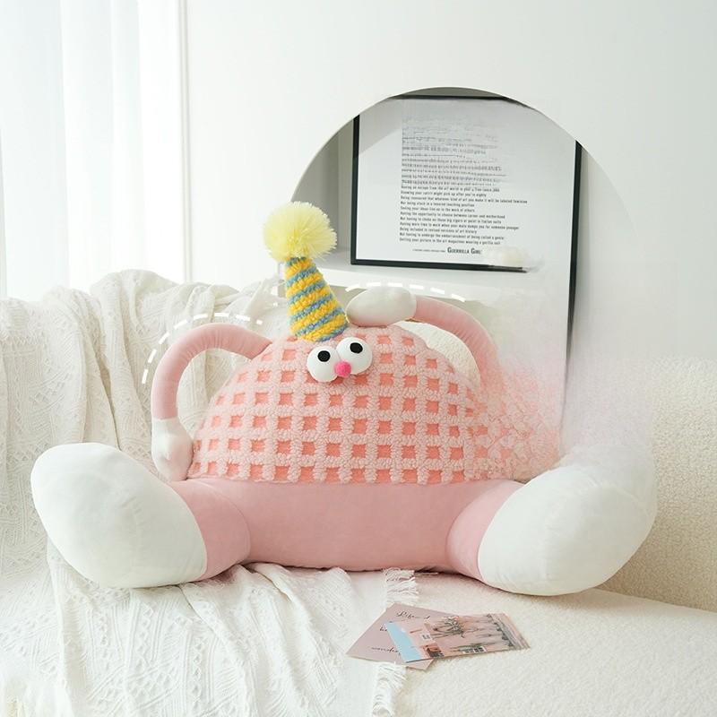 Cartoon Monster Plüschkissen mit weichem Kunstfell für Nachttisch, Lounge, Komfort
