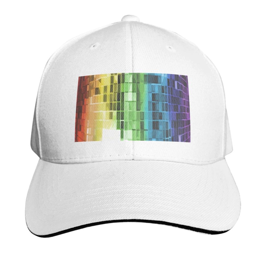 Rainbow Disco Ball Pattern Baseball Cap Visor Western Hat Fishing Hat Cute Unisex Hats Womens