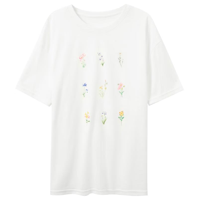 SanCai Women s Lyocell Blend Floral Print Drop Shoulder T-Shirt L