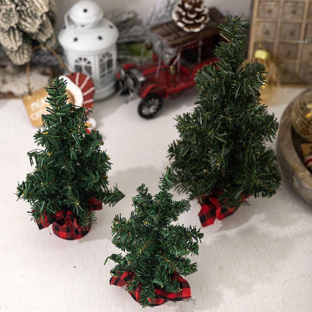 Plastic Small Christmas Tree Mini Artificial Xmas Pine Tree Christmas Tree Ornaments New Year Gift