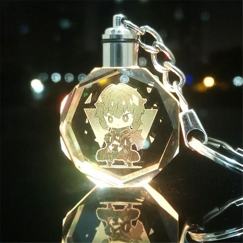 Elegant Genshin Impact Crystal Keychain With Stunning Led Colorful Light For All Occasions