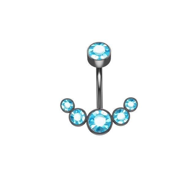 New Stainless Steel Colored Round Zircon Rhinestones Crystal Belly Button Ring Tassel Pendant Belly Button Body Jewelry Piercing