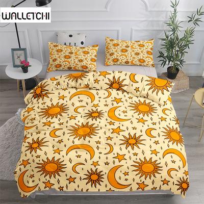 Ensemble Housse de Couette Vintage Lune et Étoiles King Queen Double Full Twin Simple Taille Ensemble Linge de Lit