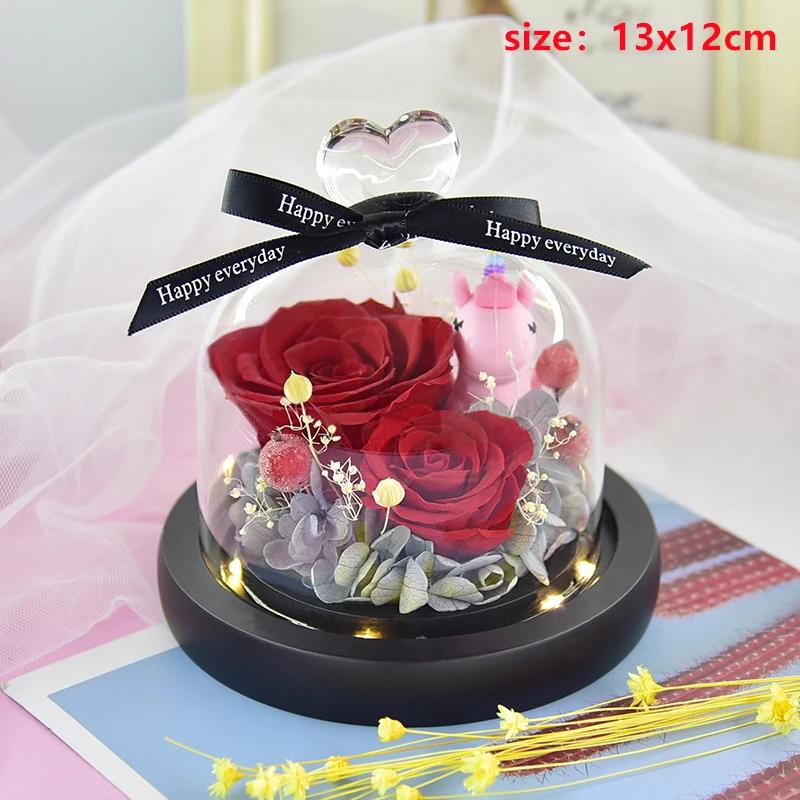 Valentines Day Gift for Girlfriend Eternal Rose LED Light Flower In Glass Cover Mothers Day Birthday Party Wedding Decoration